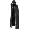 Miniatyrbillede 2 af 9: Unisex Månefaser Broderet Hætte Kappe Mystisk Middelalderlig Renaissance Lang Spids . black 2XL