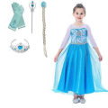 Miniatyrbillede 3 af 7: Elsa prinsessekjole + handsker/tryllestav/krone/fletning -a 130 cm one size