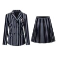 Miniatyrbillede 3 af 3: Wednesday Addams Kostume til Piger, Nevermore Academy Skoleuniform Outfit, Børns Cosplay Fancy Dress Up, Perfekt til Halloween Fest -a Outfit 8-9 Years