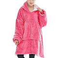 Pikkukuva 1 / 5: Pehmeä ja lämmin hupparipeitto, jossa on iso tasku - Flanelli, lämmin, mukava, ylisuuri, unisex Pale Pink