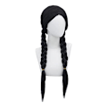 Miniatyrbillede 5 af 11: Barn Piger Onsdag Addams Paryk Lang Lige Midterskilning Varme R .q blackA bangs