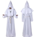 Pikkukuva 1 / 4: Halloween Cosplay-asu, muinainen puku, keskiaikainen munkkikaapu, munkkiasu, velhoasu, pappisasu, Cos-asu FPDM White L