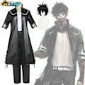 Miniatyrbillede 2 af 3: My Hero Academia Cosplay Kostume Dabi Cosplay Sort Frakke Jakke Uniform Halloween Outfit -a Costume L