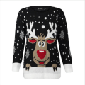 Pikkukuva 1 / 6: Mub- Joulupaita Naiset Löysä Pluskoko Pitkähihainen Fawn Jacquard Pusero Neuloksia Aluskerros black XL
