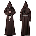 Pikkukuva 4 / 4: Halloween Cosplay-asu, muinainen asu, keskiaikainen munkkikaapu, munkkiasu, velhoasu, pappisasu, Cos-asu FPD brown M
