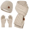 Pikkukuva 2 / 7: Mub- Factory Direct High Quality Glove 3pcs Unisex Set Warm Wool Hat Scarf Gloves Sets For Winter Grey