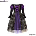 Miniatyrbild 1 av 5: Halloween Children Girls Witch Party Dress Gothic Ghost Costume Kids Gown Robe Tutu Dress Witch Hat For Purim Carnival Party -a c5 4T(110)