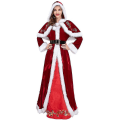 Pikkukuva 2 / 5: Pluskokoinen Deluxe-sametti aikuisten joulupukukostyymi Cosplay-pari Joulupukki Vaatteet Hieno puku Jouluasu Puku Miehille Naisille -a Red  Women L