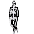 Miniatyrbilde 2 av 4: Halloween Skeleton Kostyme Jumpsuit Med Front Og Back Skeleton Bone Print For Kvinner -a S