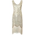 Pikkukuva 1 / 3: Klänning Stor Gatsby Kostym Party Paljetter Tofs Vintage Klänning Beige M