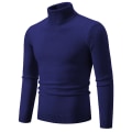Miniatyrbilde 1 av 2: Mub - Herre enfarget polotrøye Koreansk versjon smal casual tynn ungdomsgenser strikket baselag Navy blue M