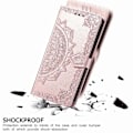 Miniatyrbillede 4 af 5: Til Samsung Galaxy S24 FE Etui Mandala Præget Design Læder Wallet Telefon Cover - Grå Multicolor Rose Gold