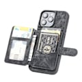 Pikkukuva 2 / 5: iPhone 16 Pro Max -kotelo lompakkokorttipaikalla TPU+PU-nahkainen takapuhelinkotelo - Laivastonsininen Multicolor Black