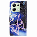 Pikkukuva 4 / 5: Xiaomi Redmi Note 13 4G Lompakkokotelo PU-nahkaa Kuvioitu Puhelinkotelo Ristikkäinen Tekstuuri Multicolor Sparkling Butterflies