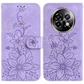 Miniatyrbillede 1 af 5: For Realme 13+ 5G Etui Lily Blomst Præget Læder Telefon Cover med Støttefod Multicolor Style C