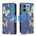 Miniatyrbillede 1 af 5: BF03 Lynlåspung i PU-læder med mønstertryk til Xiaomi Redmi Note 13 Pro 5G/Poco X6 5G Multicolor Golden Butterflies