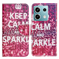 Miniatyrbillede 1 af 5: Telefoncover til Xiaomi Redmi Note 13 5G PU Læder Krydset Tekstur Wallet Cover Multicolor Keep Calm and Sparkle