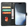 Miniatyrbillede 2 af 5: Kalveskinds tekstur læder etui med stativ i bogstil til iPhone 16 Plus Multicolor Style A
