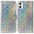 Pikkukuva 1 / 5: Samsung Galaxy A06 -puhelimen jalustakotelo, kimalteleva kukka, nahkainen puhelinkotelo Multicolor Style C