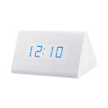 Miniatyrbillede 1 af 5: Digitalt Træ USB LED Natlys Vækkeur Termometer Display Ur Whitewood Blue