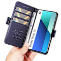 Miniatyrbillede 5 af 5: YIKATU YK-003 Læder Wallet Case med Magnetisk Side Lukning til Xiaomi Redmi Note 13 4G Multicolor Sapphire