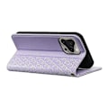 Miniatyrbild 4 av 5: Plånboksfodral för iPhone 16 Pro Max Stark Magnetisk Rutmönstrad Präglad Läder Flip Cover Multicolor Purple