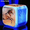 Miniatyrbild 1 av 5: Running Horse Väckarklocka 7 Färg Glödande Led Digital Väckarklocka Barnleksaker Multifunktion Lysande Färgbyte Klockor Reloj Gray