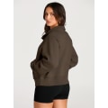 Miniatyrbild 5 av 5: Damtröjor Halv dragkedja Cropped Pullover Fleece Quarter Zipper Huvtröjor Höstkläder Kläder Tumhål Coffee X-Small