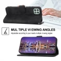 Miniatyrbild 4 av 5: Dierfeng Df-03 Stand Phone case För Samsung Galaxy A22 5g (eu-version), Linjer Imprinted Pu-läder cover Black