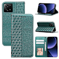 Miniatyrbild 5 av 5: För Xiaomi 14T Plånboksfodral Stark Magnetisk Rutmönstrad Präglad Läder Flipfodral- Multicolor Green