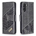 Pikkukuva 1 / 5: BF04 Yhdistetty krokotiilinnahkajäljitelmä puhelinkuori lompakkoteline Samsung Galaxy S21 FE 5G:lle Multicolor Style C