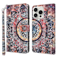 Miniatyrbillede 1 af 5: Til iPhone 16 Pro Etui Stativ Mønsterprint Læder Telefon Cover - Stående Kat Multicolor Color Mandala