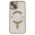 Pikkukuva 4 / 5: iPhone 14 Plus Magneettikotelo WANLONFENG Galvanoidulla TPU-kuorella ja linssisuojalla + 2 kpl karkaistua lasia Multicolor Gold