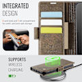 Pikkukuva 4 / 5: iPhone 13 Pro Max 6,7 tuuman kotelolle AUTSPACE A11 RFID-suojattu retro nahkainen matkapuhelinlompakkokotelo Multicolor Brown