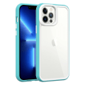 Miniatyrbilde 1 av 5: For iPhone 13 Pro Max Støtsikker Klar Telefondeksel Akryl Bakside + Fargerik Ramme Avtakbart 2-i-1 Deksel Cyan