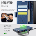 Miniatyrbillede 4 af 5: Til Samsung Galaxy S24 Ultra Case AUTSPACE A11 RFID-blokerende Retro Læder Mobiltelefonpung Cover Multicolor Blue