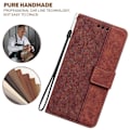 Miniatyrbillede 5 af 5: Til iPhone 15 Pro Max Geometri Præget PU Læder Telefon Cover Foldbart Stativ Wallet Cover Multicolor Style E