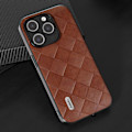 Miniatyrbild 3 av 5: För Iphone 15 Pro Max repsäkert Pu-läderbelagd Pc+tpu Phone case Grid Texture Cover Brown