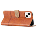 Miniatyrbild 4 av 5: Case För Iphone 15, Linjepräglat Kohud Texture Stand Cover Brown