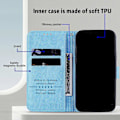 Miniatyrbillede 2 af 5: Solid farve PU læder Wallet Case med faldsikring og foldbart stativ til iPhone 15 Plus Multicolor Style B