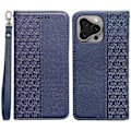 Miniatyrbild 1 av 5: Plånboksfodral för iPhone 16 Pro Max Stark Magnetisk Rutmönstrad Präglad Läder Flip Cover Multicolor Blue