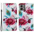 Pikkukuva 1 / 5: Motorola Moto G84 5g puhelinkotelo nahkakuvioinen painatus jalustalla ja rannelenkillä Peacock Flower