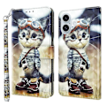 Miniatyrbild 1 av 5: Skal till iPhone 16 Plus med Ställ, Mönstertryck, Läderfodral - Multicolor Standing Cat