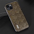Miniatyrbild 3 av 4: För Iphone 15 Plus Pu Läderbelagd Pc+tpu Phone case Grid Texture Cover Green