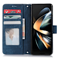 Pikkukuva 3 / 5: Samsung Galaxy Z Fold5 5G PU-nahka+PC Lompakkokotelo Jalustalla, Pehmeä Suojakuori Blue