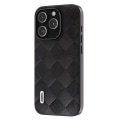 Miniatyrbild 1 av 5: För Iphone 15 Pro Max repsäkert Pu-läderbelagd Pc+tpu Phone case Grid Texture Cover Black