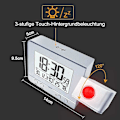 Miniatyrbild 5 av 5: Digital väckarklocka för projektion för sovrum, stor väckarklocka Silver