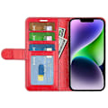 Miniatyrbillede 2 af 5: PU Læder Stand Telefon Cover Wallet Folio Flip Cover til iPhone 15 Plus Multicolor Style B