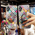 Miniatyrbild 5 av 5: Skal till iPhone 16 Plus med Stöd Etniskt Mönster Härdat Glas Telefonskydd med Rem Multicolor Checkered Pattern