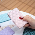 Pikkukuva 4 / 5: BFK05 3D Rhombus -kuvioinen itseliimautuva puhelimen takakorttiteline PU-nahkainen korttilaukku - Vihreä Multicolor Pink
